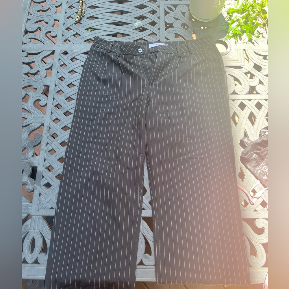 Women’s Adika pants pinstripe dress pants form fitting black and white striped